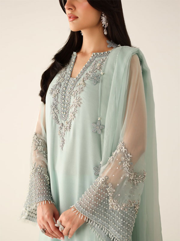 Luxury Chiffon Heavy Embroidered Dress With 4-Sided Embroidered Chiffon Dupatta (Unstitched) (CHI-1138)