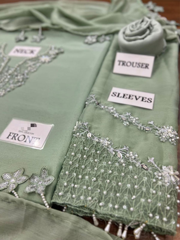 Luxury Chiffon Heavy Embroidered Dress With 4-Sided Embroidered Chiffon Dupatta (Unstitched) (CHI-1138)