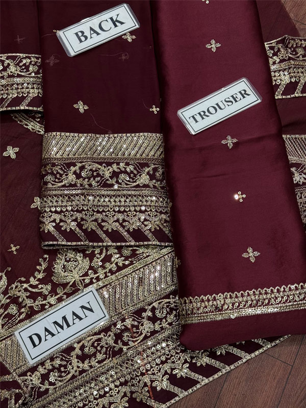 Chiffon Heavy Embroidered Dress With Chiffon Embroidered Dupatta (Unstitched) (CHI-1144)