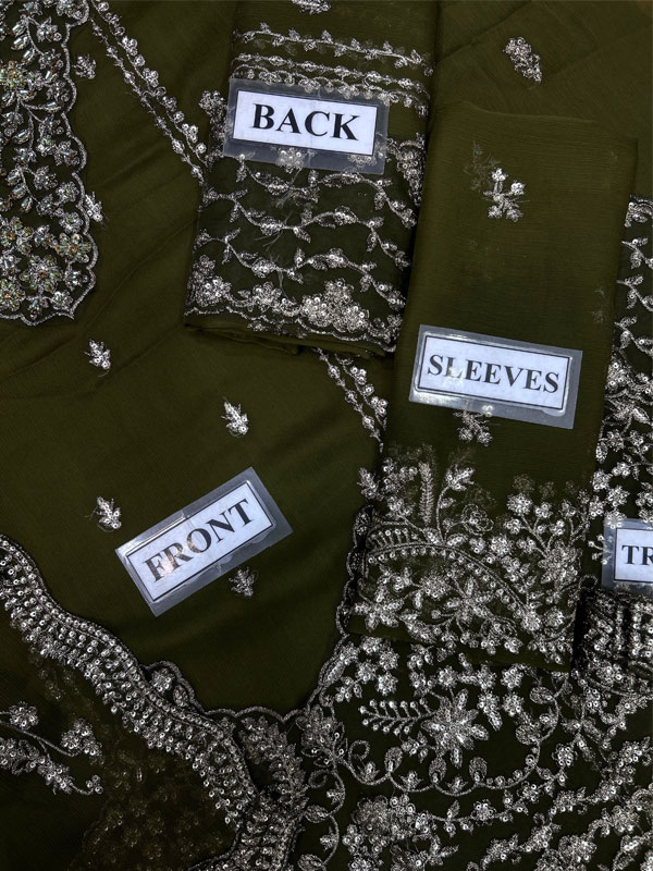 Heavy Embroidered Chiffon Party Dress With Embroidered Chiffon Dupatta (Unstitched) (CHI-1147)
