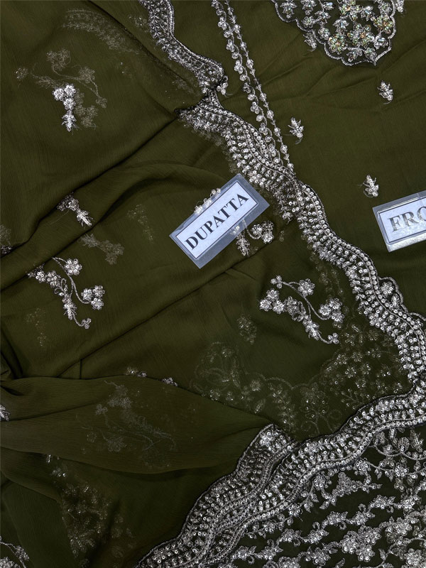 Heavy Embroidered Chiffon Party Dress With Embroidered Chiffon Dupatta (Unstitched) (CHI-1147)
