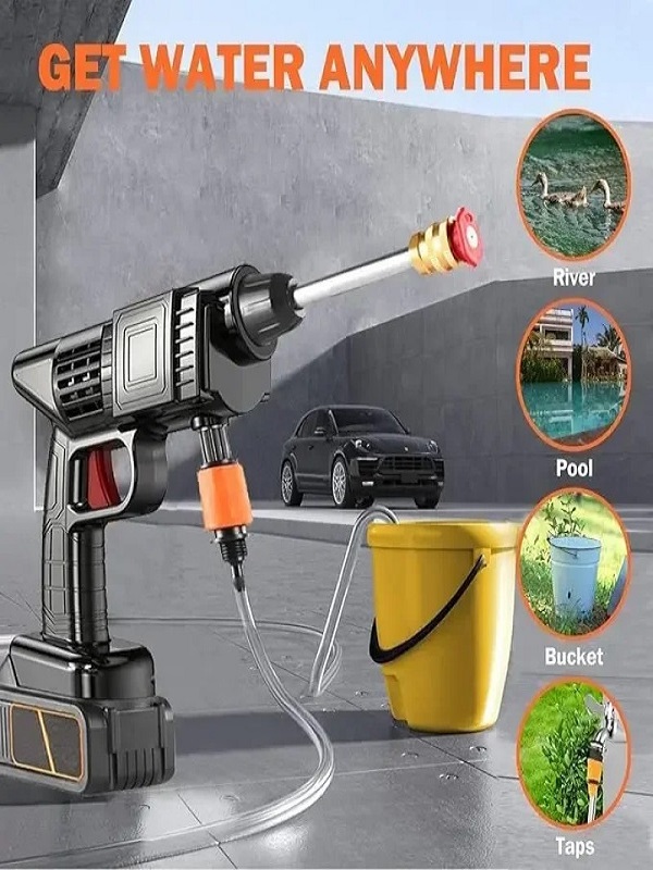 Cordless High Pressure Car & Solar Panel Washer – Water Pressure Gun with Rechargeable Lithium-Ion Battery