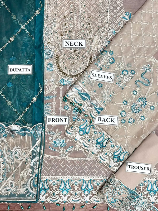 Chiffon Heavy Embroidered Wedding Dress with Emb. NET Dupatta (Unstitched) (CHI-1157)