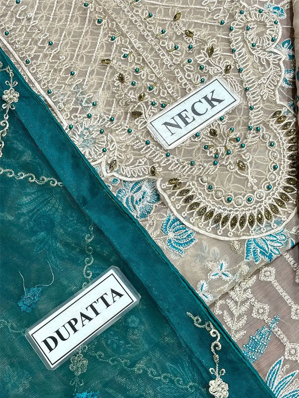 Chiffon Heavy Embroidered Wedding Dress with Emb. NET Dupatta (Unstitched) (CHI-1157)