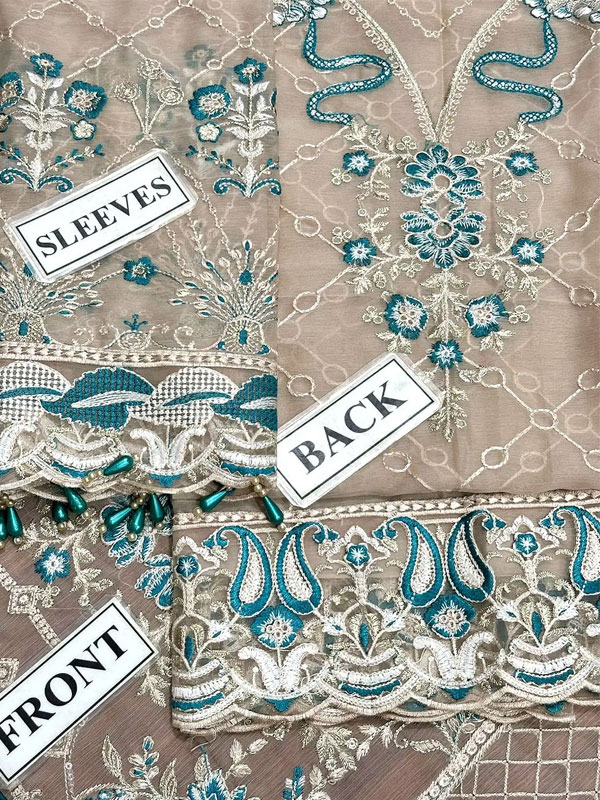 Chiffon Heavy Embroidered Wedding Dress with Emb. NET Dupatta (Unstitched) (CHI-1157)