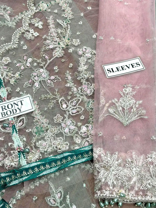Glamorous Handwork Embroidered NET Bridal Wear Lehenga Dress With EMb NET Dupatta (Unstitched) (CHI-1158)