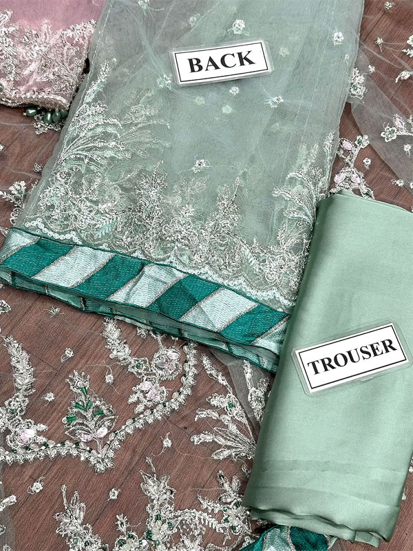 Glamorous Handwork Embroidered NET Bridal Wear Lehenga Dress With EMb NET Dupatta (Unstitched) (CHI-1158)