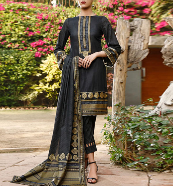Lawn Embroidery Dress With Printed Chiffon Dupatta 3Pec Suite (Unstitched) (DRL-1647)