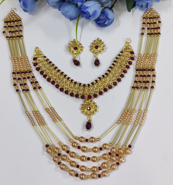 Beautiful Necklace With MALA Set Earring(PS-457)