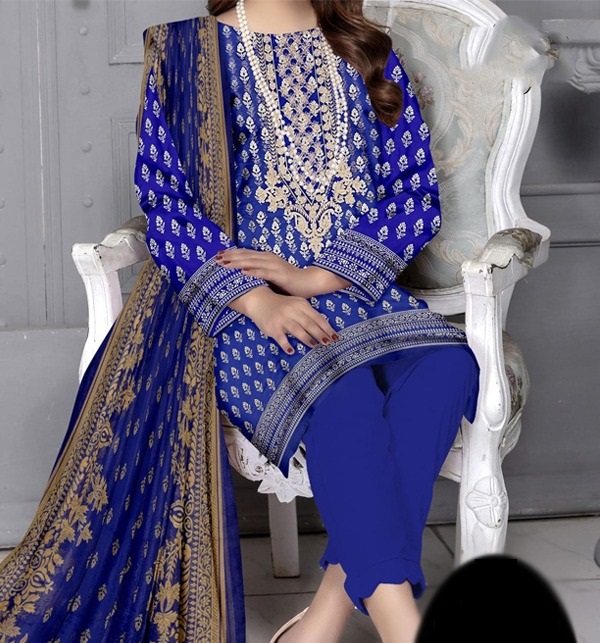 Embroidered Lawn Dress With Chiffon Dupatta (Unstitched) (DRL-1330)