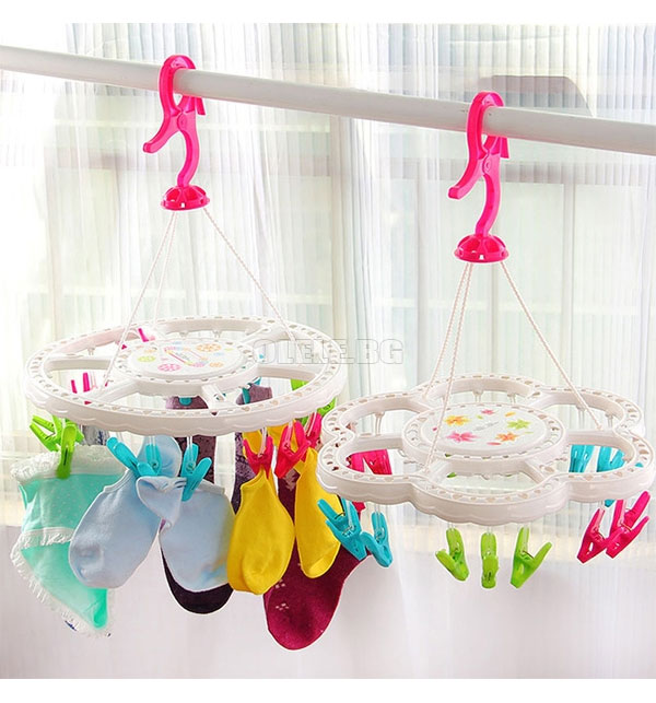 18 Clips Colorful Round PlasticBaby Clothes Hanging Dryer