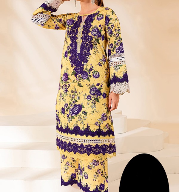 Lawn Digital Heavy Embroidery Dress Digital Printed Trouser 2 Pec (Unstitched) (DRL-1353)	