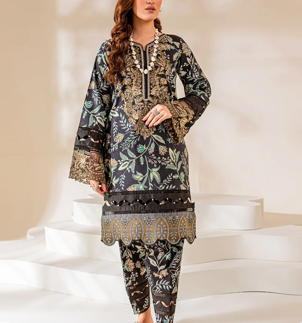 Lawn Digital Heavy Embroidery Dress Digital Printed Trouser 2 Pec (Unstitched) (DRL-1350)