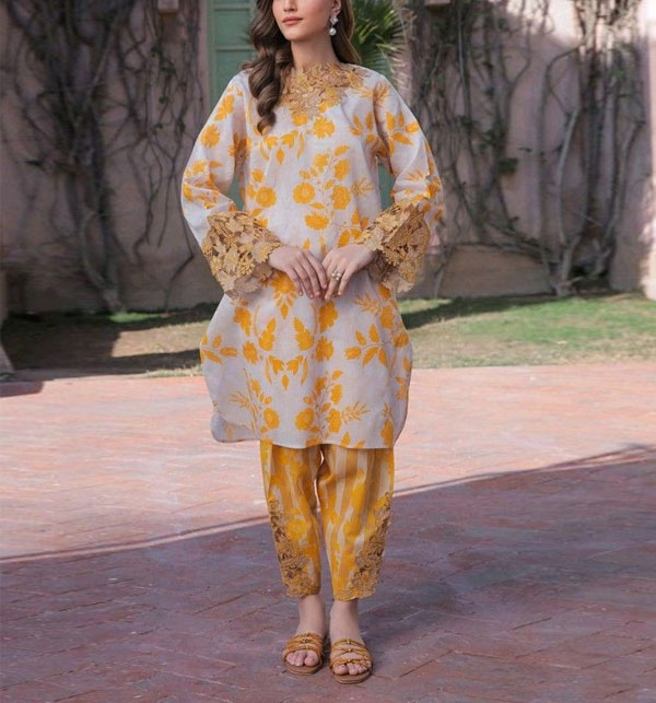 2 PCS Digital Printed Lawn Dress With Printed Lawn Trouser (Unstitched) (DRL-1569)