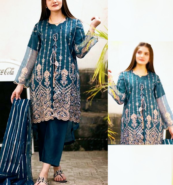 Lawn Front Full Heavy Embroidered 2 Pec Dress (Shirt & Trouser) (UnStitched) (DRL-1447)