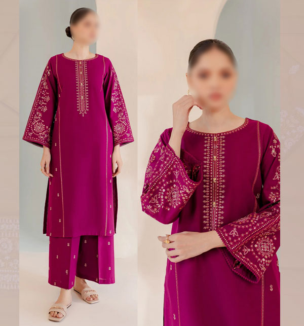 Lawn Heavy Embroidered Dress 2 Pec Dress Embroidery Trouser (Unstitched) (DRL-1544)