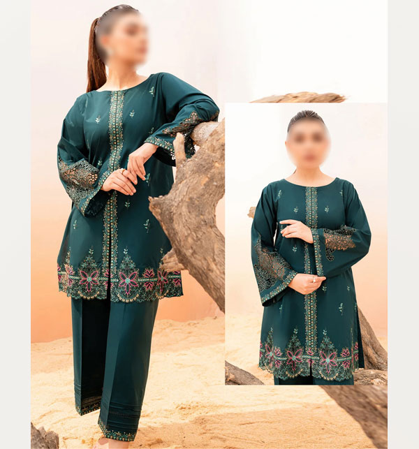 Lawn Heavy Embroidered Suite 2 PCs Embroidery Trouser (Unstitched) (DRL-1548)