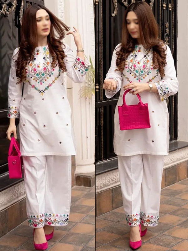 Hit Design 2 PCs Cotton Lawn Heavy Embroidered Dress Embroidery Trouser (Unstitched) (DRL-2130)