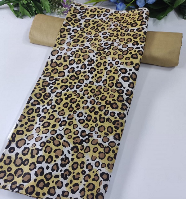2-Piece Cheetah Print Cotton Lawn Dress 2022  Unstitched (DRL-1230)
