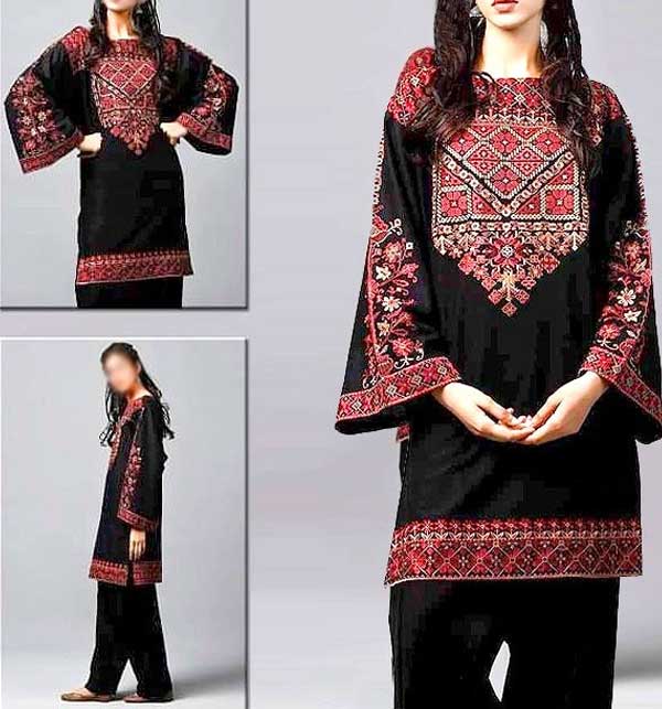 Silk Sequins Full Heavy Embroidered Dress & Embroidery Trouser 2-Piece (Unstitched) (CHI-793)