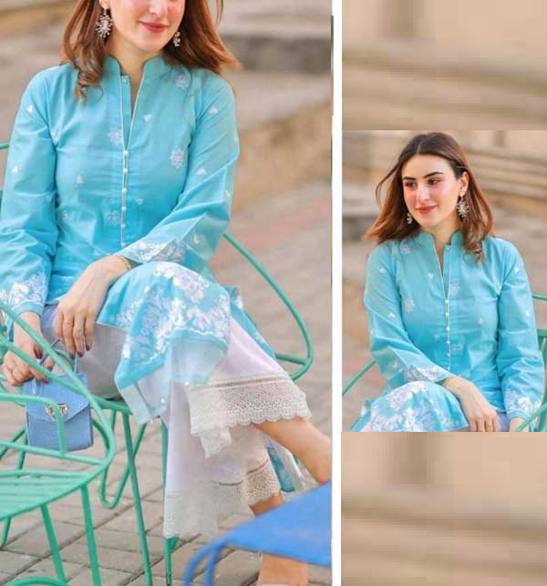 Summer Lawn Full Heavy Embroidered Dress 2023 with Embroidered Trouser 2-Piece (Unstitched) (DRL-1111)