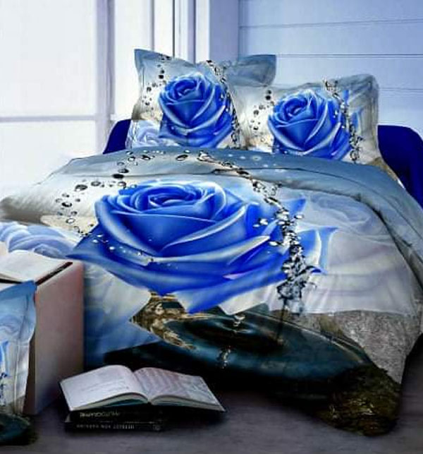 2019 New 3Pcs King Size Luxury Cotton Satin 3D Bed Sheet (3D-46)