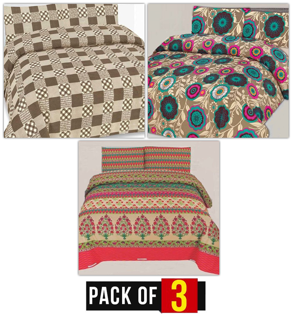 3 King Size Bed Sheets Combo Pack Offer (PC-05), (PC-08) & (PC-79)