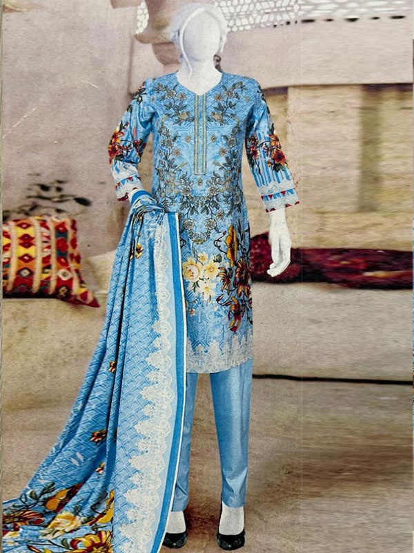 3 PCs Dhanak Printed Dress With Printed Dhanak Dupatta (Unstitched) (KD-255)	