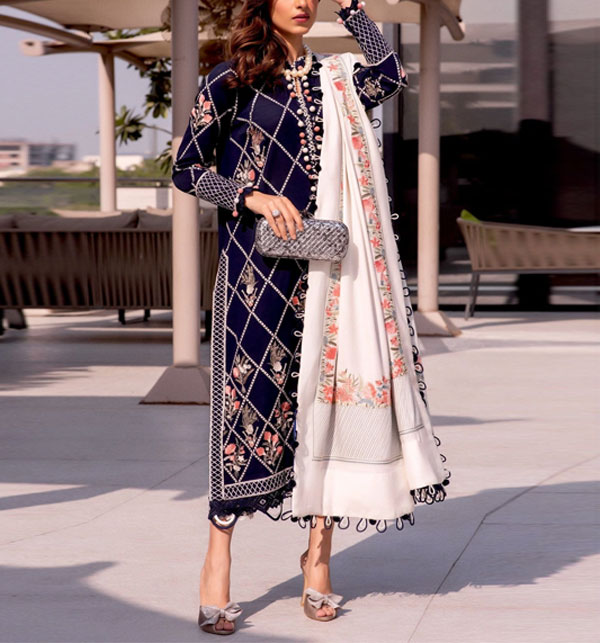 Lawn Heavy Embroidered Dress With Embroidered Bamber Chiffon Dupatta (Unstitched) (DRL-1515)	