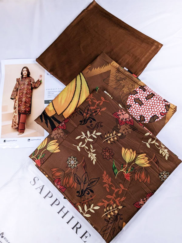 3 PCs Linen Printed Dress With Printed Linen Dupatta (Unstitched) (LN-398)	