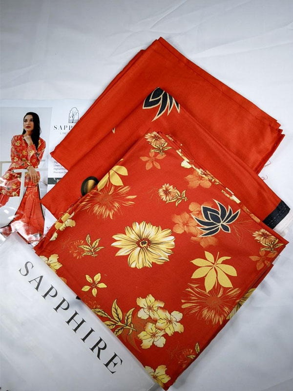 3 PCs Linen Printed Dress With Printed Linen Dupatta (Unstitched) (LN-399)	