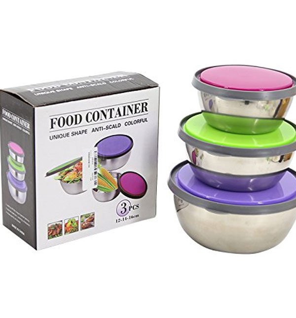 3 Pcs Stainless Steel Food Cantainer Colorful Fresh Keeping Box