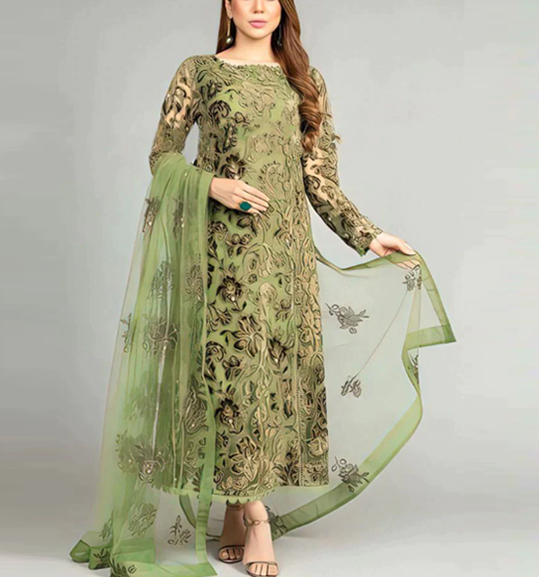 LAWN Full Embroidered Dress with Bamber Embroidered Chiffon Dupatta (UnStitched)  (DRL-1213)