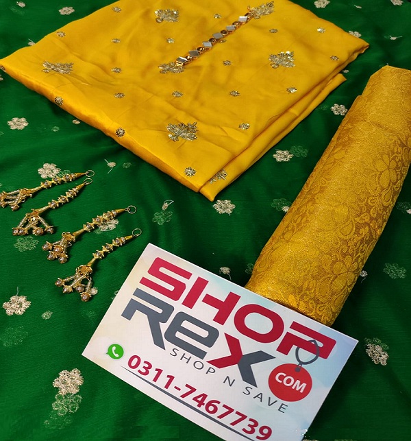 Shamose Silk Embroidered Dress Chiffon Emb Dupatta Unstitched) (CHI-599)
