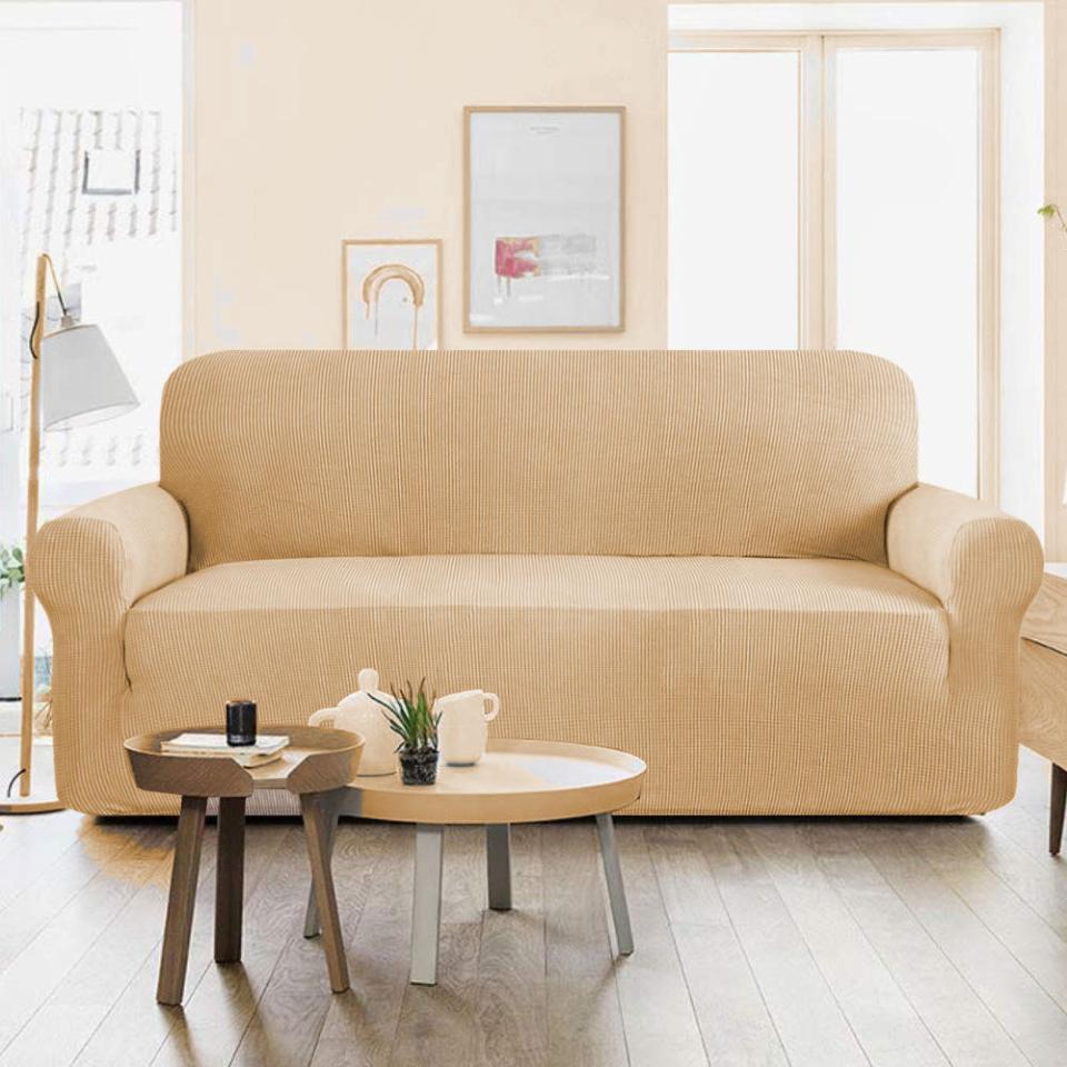 7 seater Jersey Sofa Cover - Camel
