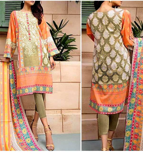 Adorable Embroidered Lawn Dress with Chiffon Dupatta (Unsitched) (DRL-1155)