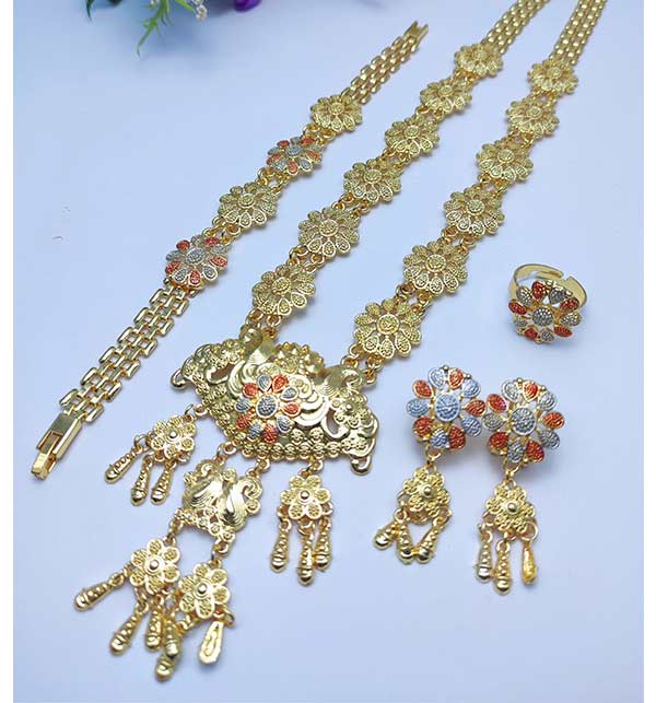 Combo Deal Necklace Set With Earing Bracelet Ring (ZV:7498)