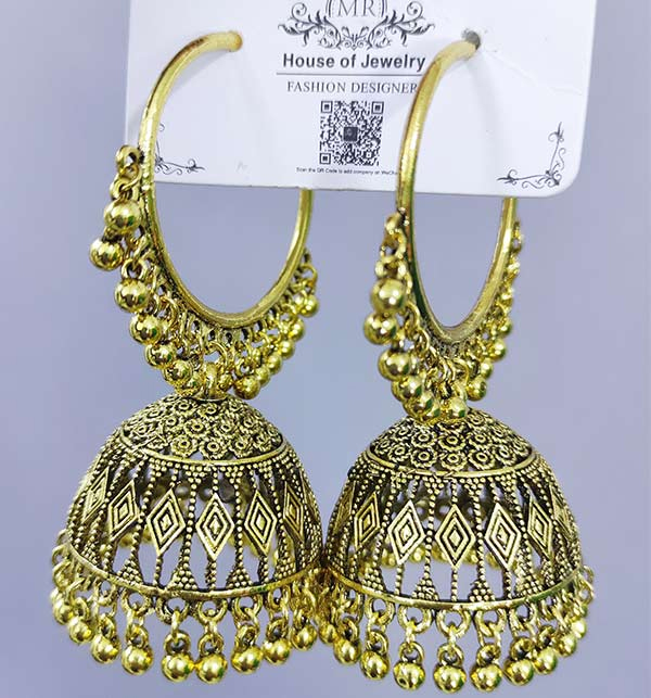 artificial golden jhumka earrings zv 2254 46363