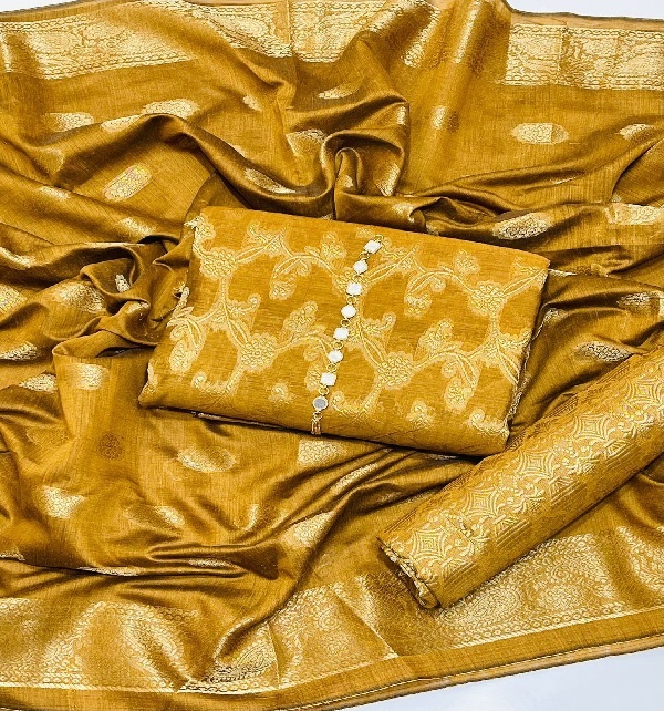 Cotton Jacquard Banarsi Style Dress with Banarsi Dupatta (UNSTITCHED) (DRL-1305)