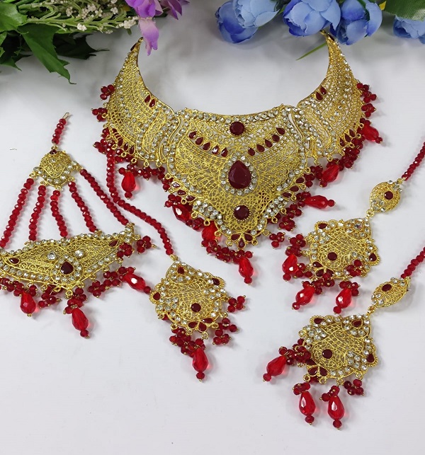 Beautiful Bridal Necklace Set With Earring Matha Patti & Jhumar (PS-486)