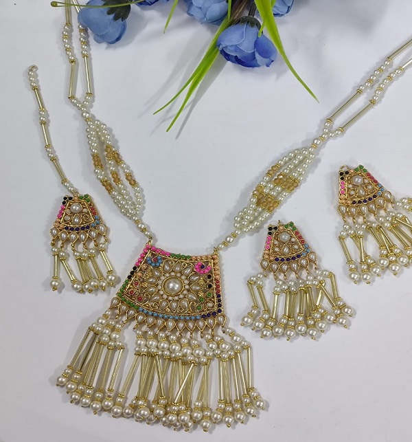 Beautiful MALA Necklace Set With Earring Matha Patti (PS-463)
