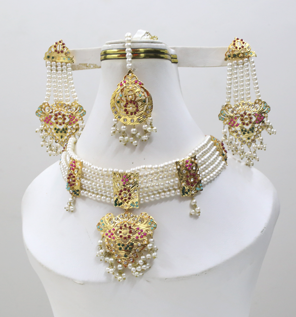 Hyderabad Bridal Jewelry Set With Earring & Matha Patti (PS-427)