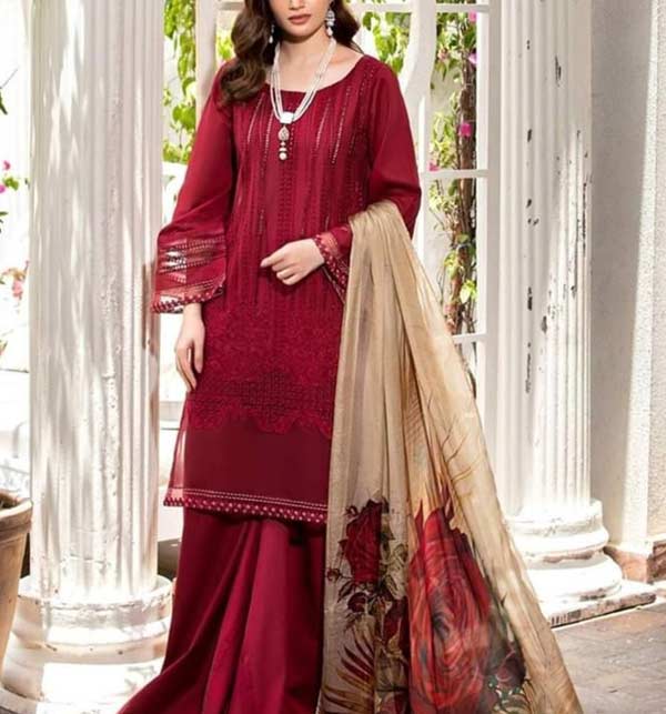 Banarasi Silk Dupatta With Zari Work - Red & Gold - D04170885 – InduBindu