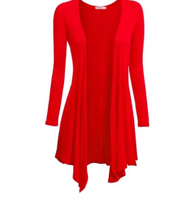 Jersey Cotton Shrug For Women Red
