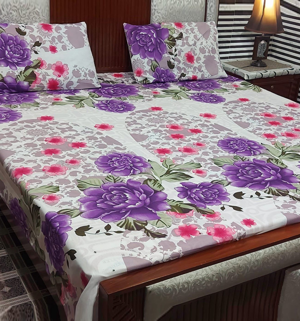 Premium Quality Floral Print Pure Cotton King Size Bed Sheets BCP-113)	