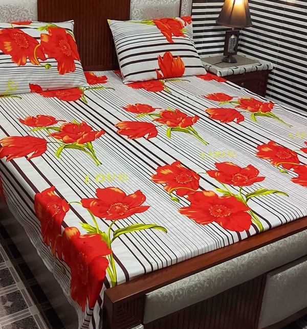 Cotton King Size Printed Bed Sheet Set (BCP-114)	