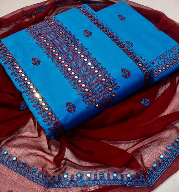 Cotton Sequence 9mm Heavy Embroidered Dress With Chiffon EMB Dupatta (Unstitched) (DRL-1840)	