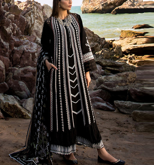 Luxury Embroidered Lawn Dress With Organza Embroidered Dupatta (Unstitched) (DRL-1463)	