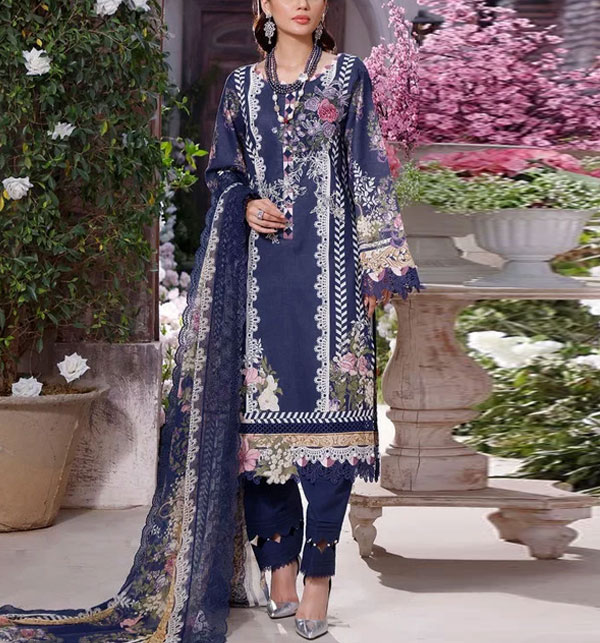 Dhanak Embroidered Dress With Dhanak Embroidery Shawl (UnStitched) (KD-213)
