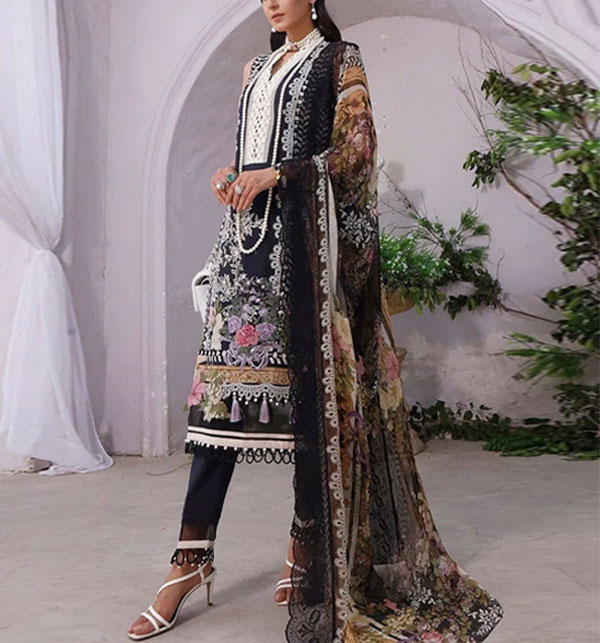Dhanak Embroidered Dress With Dhanak Shawl (UnStitched) (KD-217)